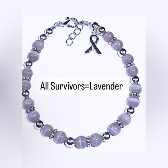 Reserved 20 Beaded Hand Crafted Cancer Awareness Bracelet - Picture 2 of 2